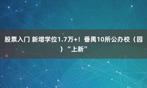 股票入门 新增学位1.7万+！番禺10所公办校（园）“上新”